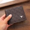 Fashionable Men's Short Wallet With Geometric Pattern Multiple Card Slots And Coin Pocket In Soft Pu Leather