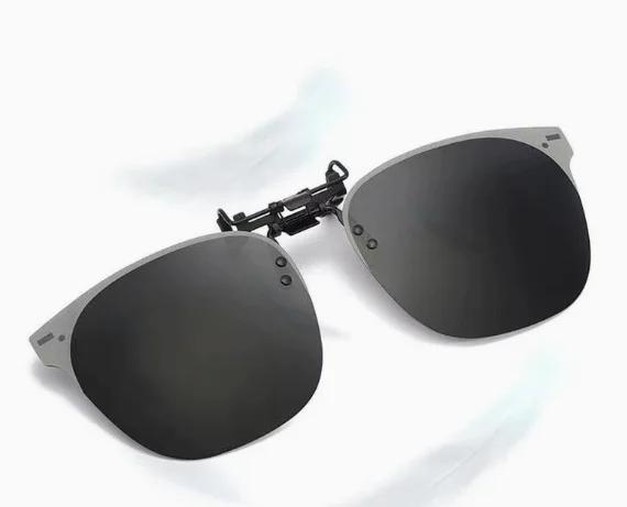 Clip-On Polarized Flip-Up Sunglasses, UV400 Anti-Glare Night Vision Lenses for Prescription Glasses