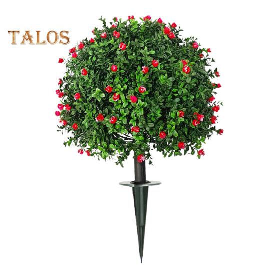 

Искусственный шар камелии, имитация подстриженных деревьев с красными цветами, устойчивые к ультрафиолетовому излучению, искусственные зеленые кустарники с шипом для крыльца, патио, сада 1pc
