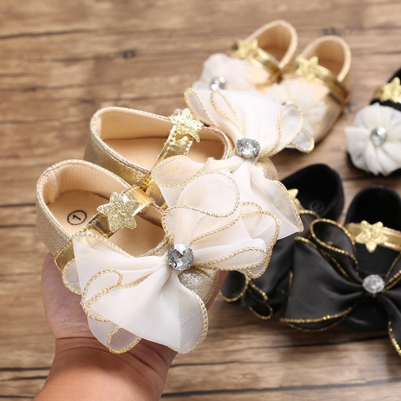 Baby Shoes Princess Shoes Female Baby Shoes Spring Summer and Autumn 0-1 Years Old Star PU Soft Bottom Learning Shoes