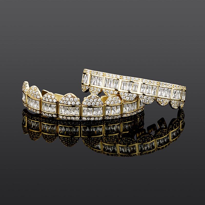 Trapezoidalne Diamentowe Grillz: Unisex Hip-hopowa Złota Dekoracja Grillz