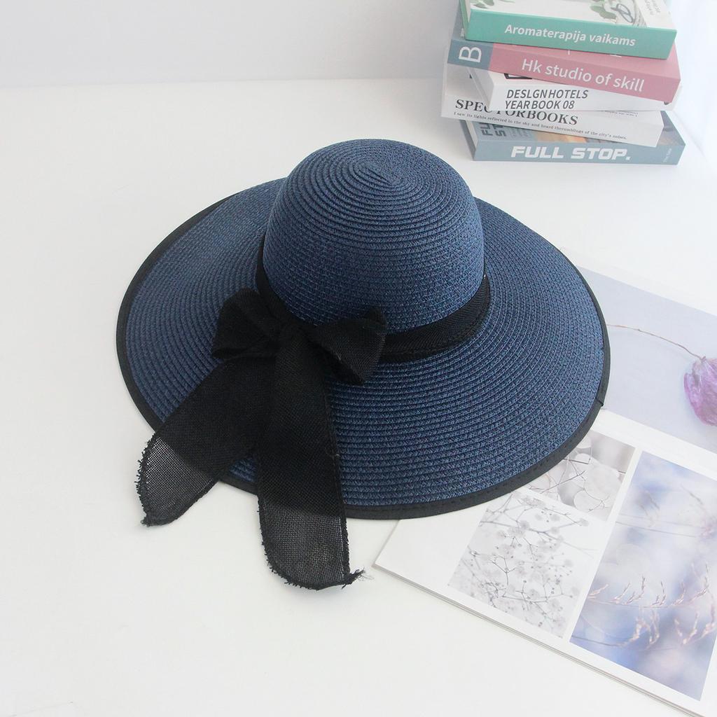 Seaside Resort Straw Hat Women's Big Brim Sun Protection Hat Foldable Bow Beach Hat UV Protection Hat Versatile Versatile