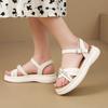 Sandale de damă Modă nouă de vară Sandale albe off cu degete descoperite, cu barete încrucișate, confortabile, cu talpă groasă, cu design cu cataramă pentru femei