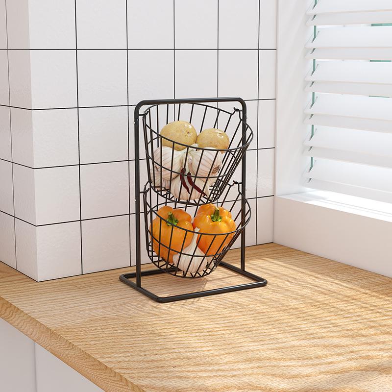 Household kitchen rack Floor-to-ceiling multi-functional storage rack Cabinet countertop Onion, ginger, garlic storage basket Vegetable rack