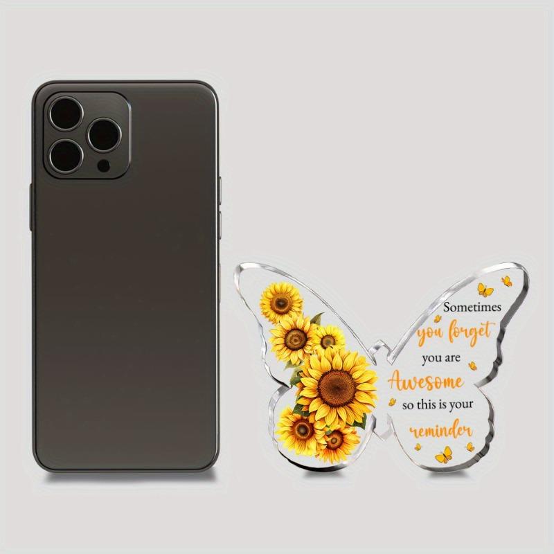 2D Flat Elegant Sunflower & Butterfly Acrylic Inspirational Decorative Plaque, Positive Affirmations - Clear Gift Box Design, Suitable for wall decora