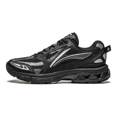 Li Ning Fuyiao 2.0 Classic Retro Double Cushioning Stable Support Durable Non-Slip Low-Top Running Shoes Women Running Shoes Black Silver ARXU002-4