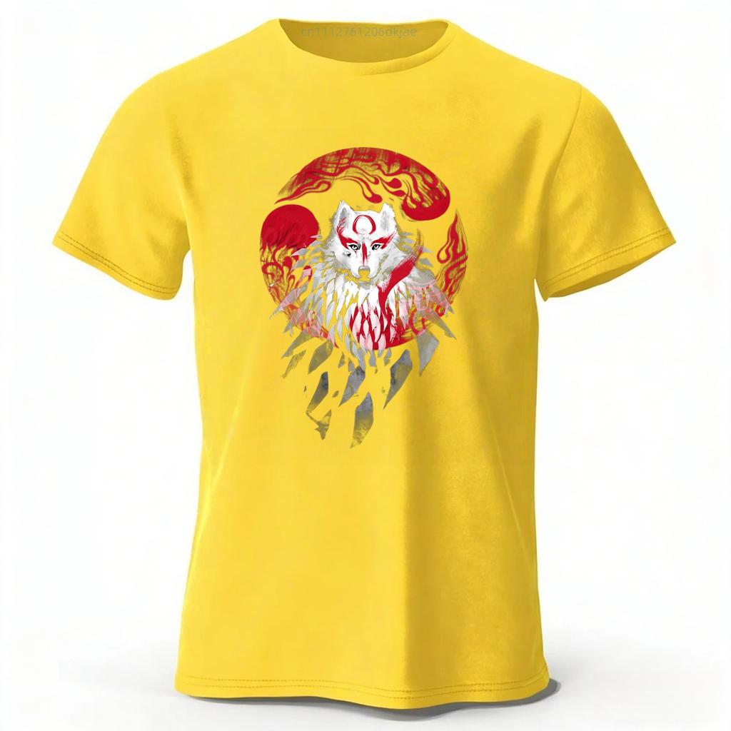 SpringSummer New Mythical White Wolf Cotton Short Sleeved Mens Street Casual Trendy Tshirt Large Loose Comfortable Top