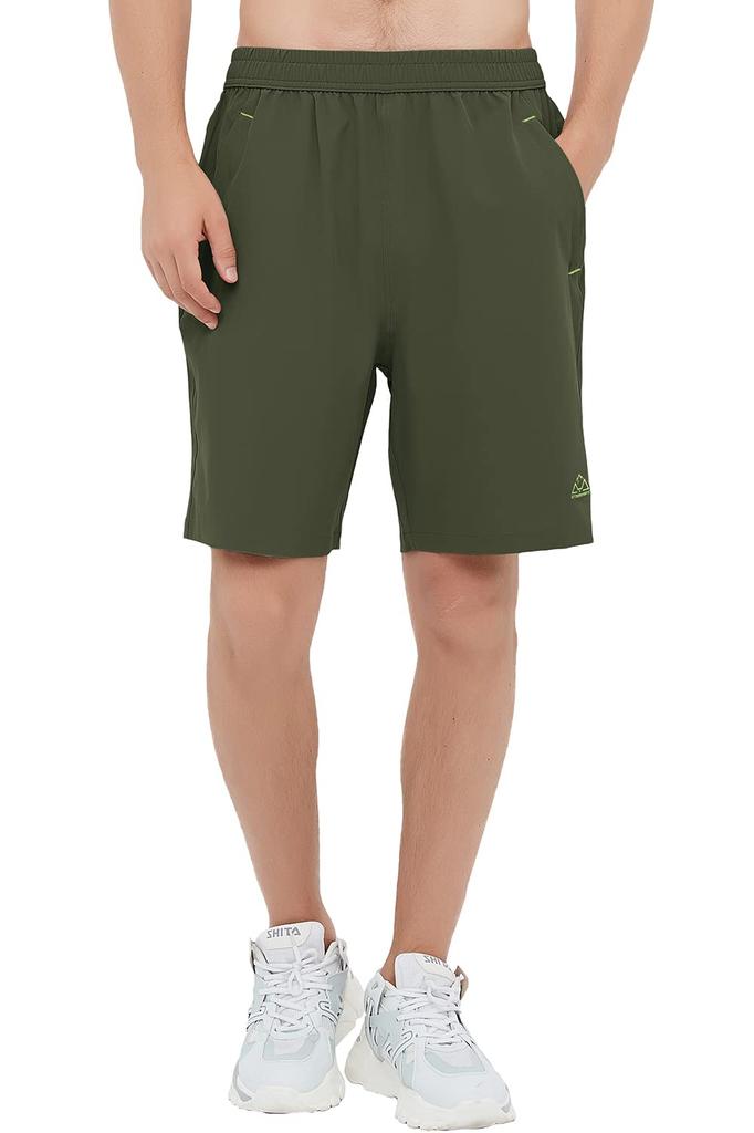 Outdoor Shorts with Zipper 01 Size XL Men's Shorts, Sweat-Wicking, Quick-Drying, Sports/Running Pockets, Green,