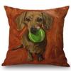 Oil Painting Dachshund Dog Chair Pillow Cotton Linen Home Decorative Doxie Pet Puppy Dogs Cute Cushion Living Room Car Pillows