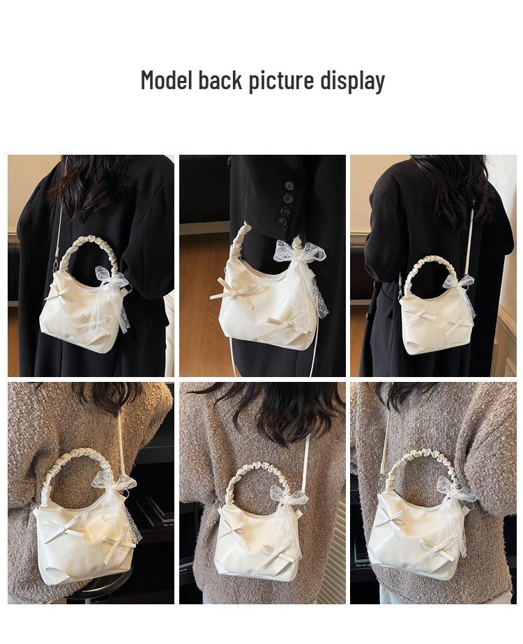 Women's Korean Pearlescent Bow Handbag - Crossbody & Small Tote for Commuting