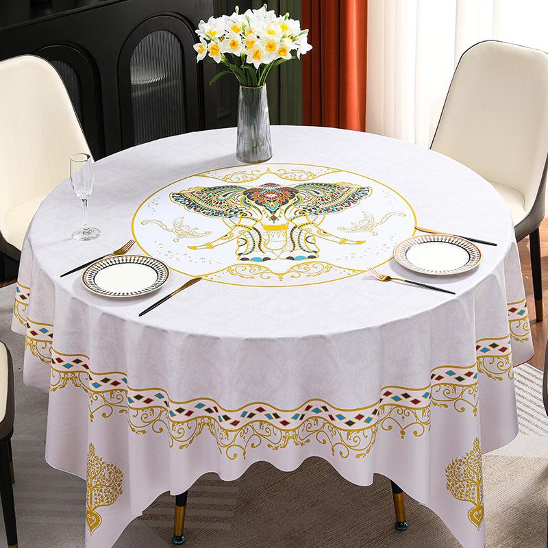 Light Luxury Simple 180Cm Large Round Tablecloth Waterproof, Oil-Proof And Anti-Scalding Pvc Dining Table Mat Hand-Painted Tablecloth