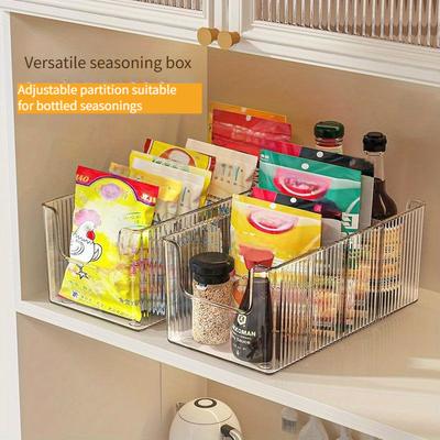 Organizador de Especias de Plástico Transparente con Divisores Contenedores Organizadores para Almacenamiento de Alimentos para Condimentos Organizador de Snacks Despensa Organizador de Cocina