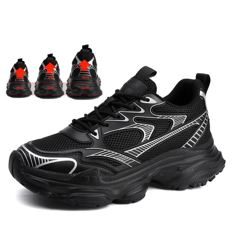 White Sneakers Hidden Heels Heightening Walking Work Shoes For Men 4/6/8CM Summer Casual Sports Breathable Taller Shoes