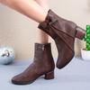 Fashion Women'S Boots Side Zipper Chunky Heel Ankle Boots Bow Pointed Toe Mid Heel Slimming Versatile Short Boots