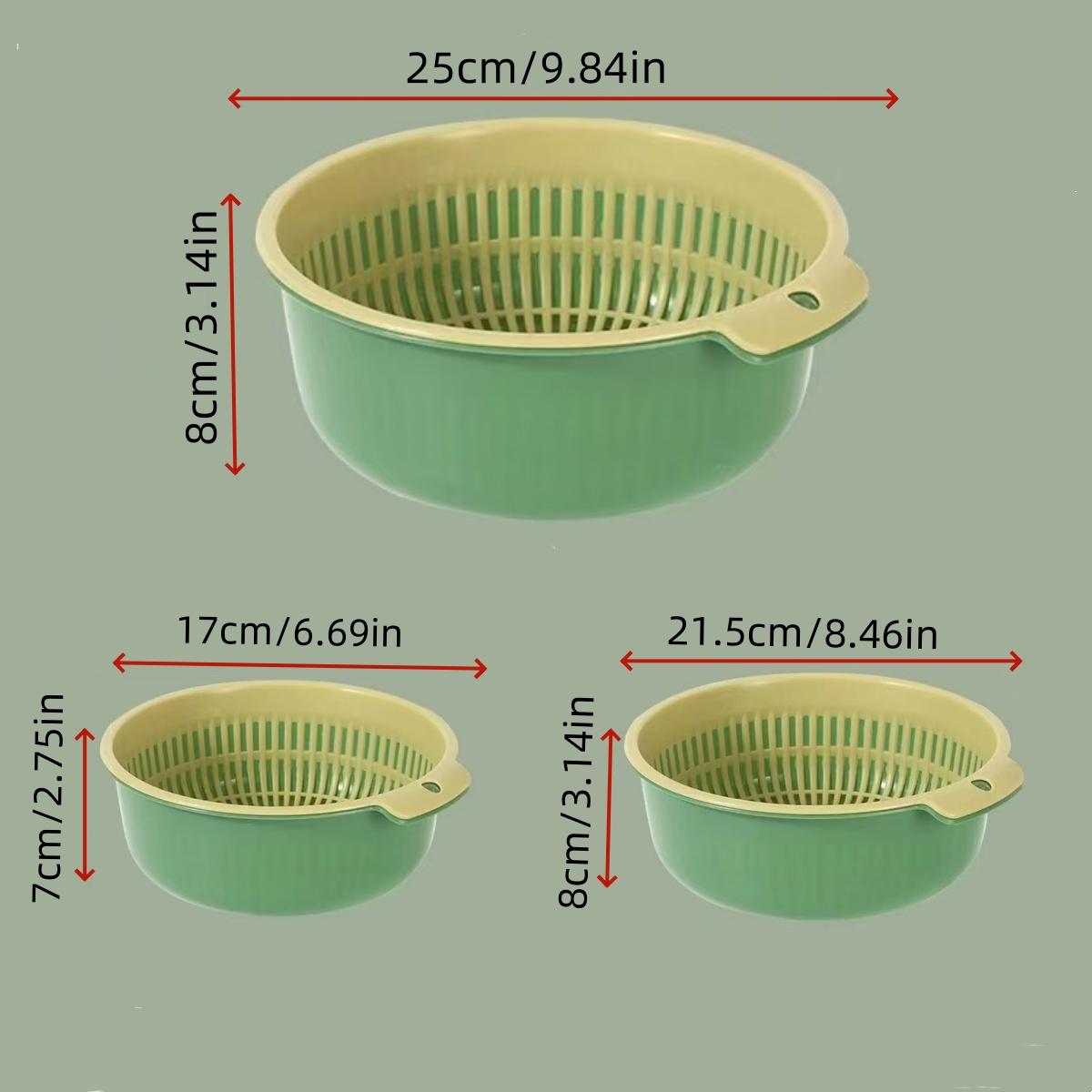 3-Piece Set/Double-Layer Draining Basket, Vegetable Washing Basket, Multifunctional Kitchen Fruit Washing Basket