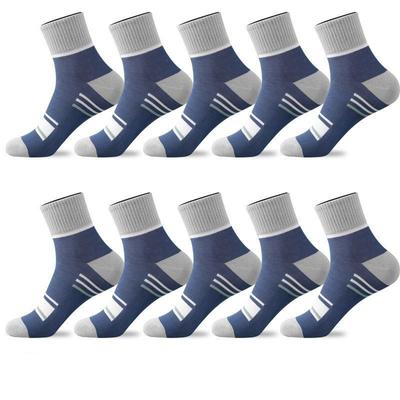 5/10 Pairs Men's Mid-calf Sports Socks Striped Breathable Cotton Socks Casual Socks
