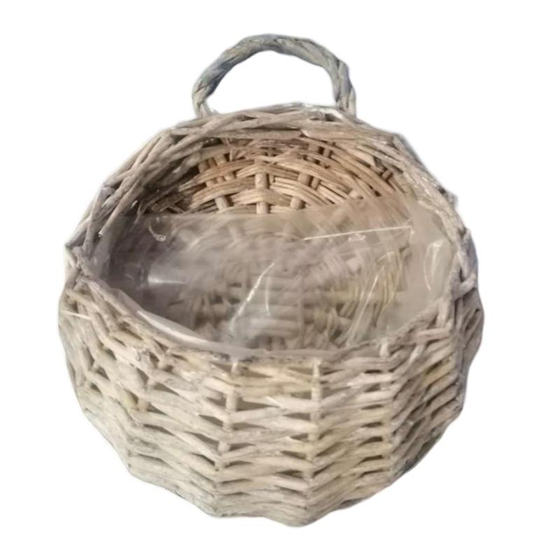 Væghængende Planteplante Blomsterpotte Håndlavet Fletkurv Rattan Kurv Boligindretning