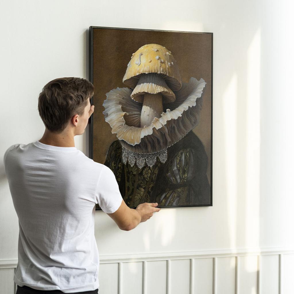 Plakat portret grzyb czarna ramka