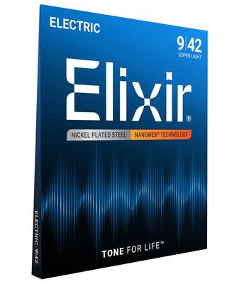 Electric Guitar Strings Elixir NANOWEB Super Light .009-.042 #12002