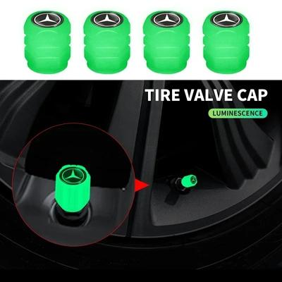 2026 Hot 4pcs Car Tyre Valve Stem Luminous Caps Fluorescent Decor For Mercedes Benz B/C/E/S Class A Class C200L GLC GLE CLA Accessories DR1 QQ99