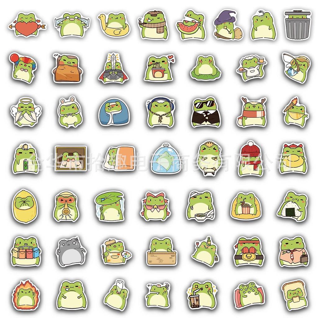 50-Piece Little Frog Stickers for Water Bottles, Phone Cases & Laptops