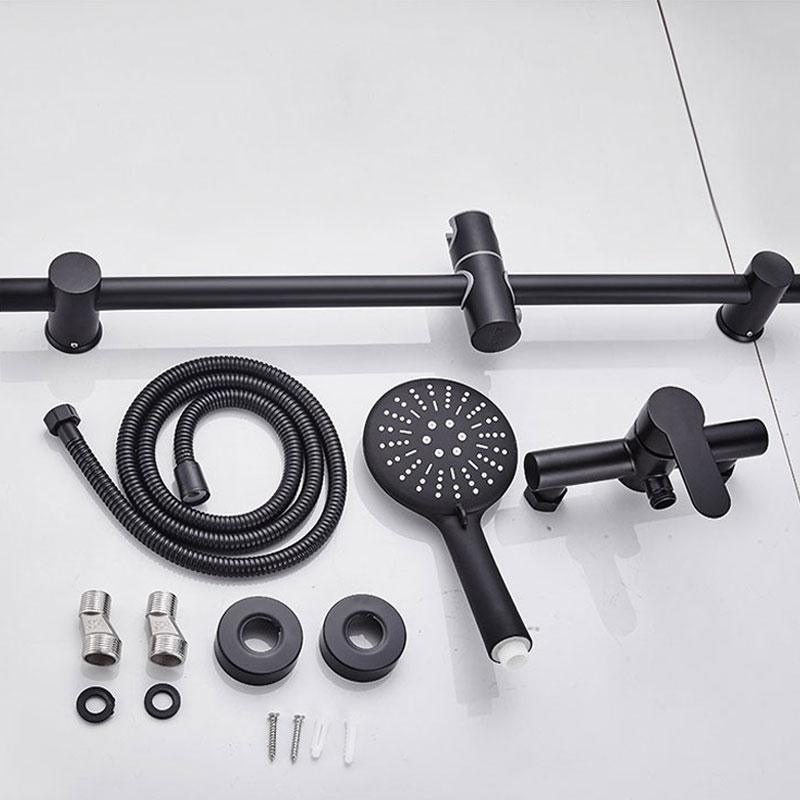 Single Handle Matte Black Wall Install Rain Shower System Stainless Steel Bathroom Shower Faucet Mixer