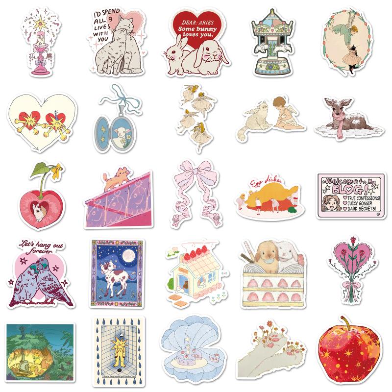 50Pcs Kawaii Girl Cartoon Decoration Decals Fairy Tale Style Graffiti Stickers Diy Suitcase Laptop Phone Bike Ins Sticker