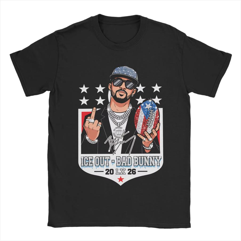 Bad Bunny ICE OUT Graphic Tshirt Cotton Unisex Short Sleeve Promotion Shirt Y2k Fashion 2026 Summer New Men Streetwear