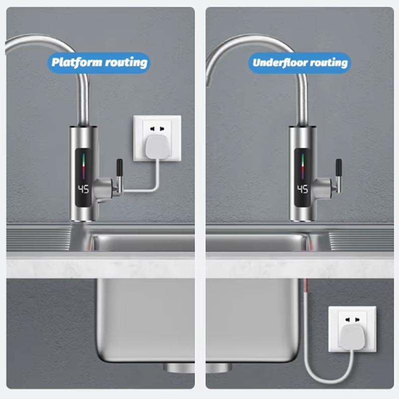 3000W 220V Electric Kitchen Water Heater Tap Stainless Steel LED Digital Instant Hot Water Faucet Heater Cold Heating Faucet