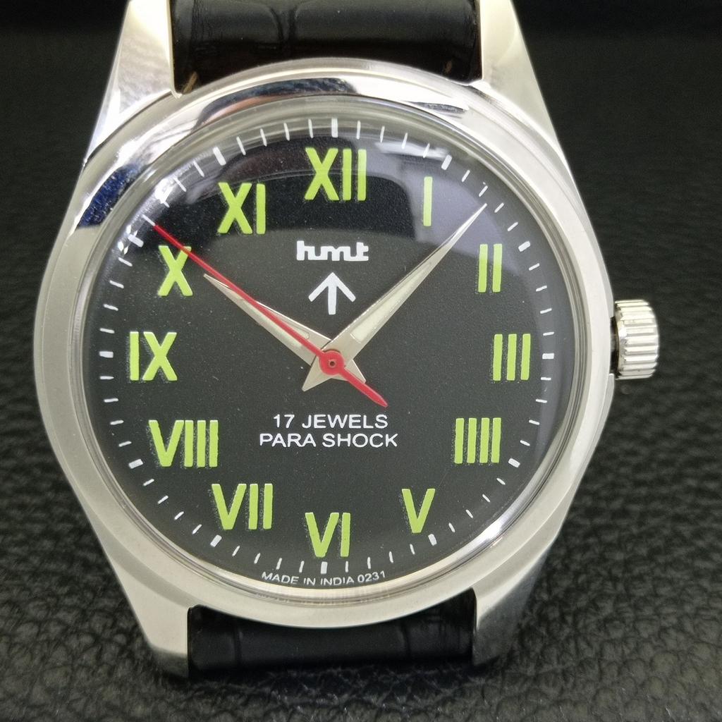 HAND-WINDING VINTAGE HMT INDIAN MENS BLACK COLOR DIAL WATCH a440937-4 HT-a440937