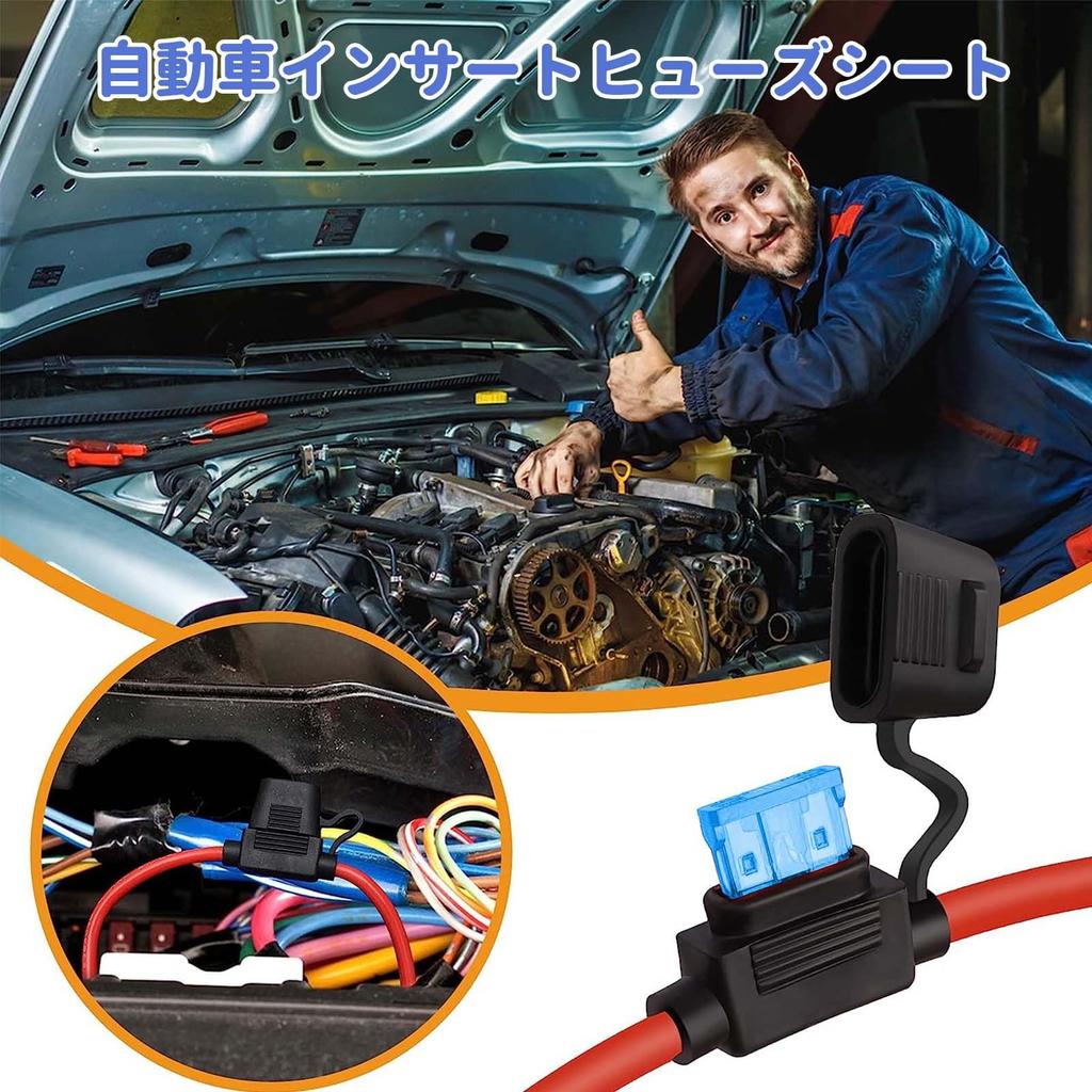 Fuse Holder [2 Pieces] Car 40A Waterproof Max Current 125V Flat Fuse Holder Mini Low Profile