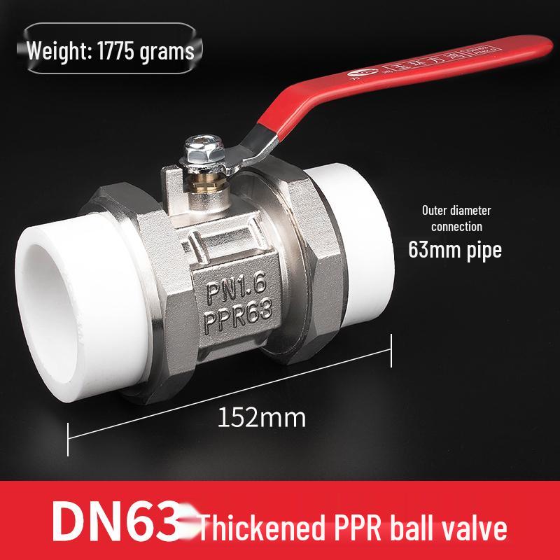 Multi-Size PPR Copper Double Union Ball Valve with Switch - Hot Melt Options Available (DN20-63, 1/2" To 1")