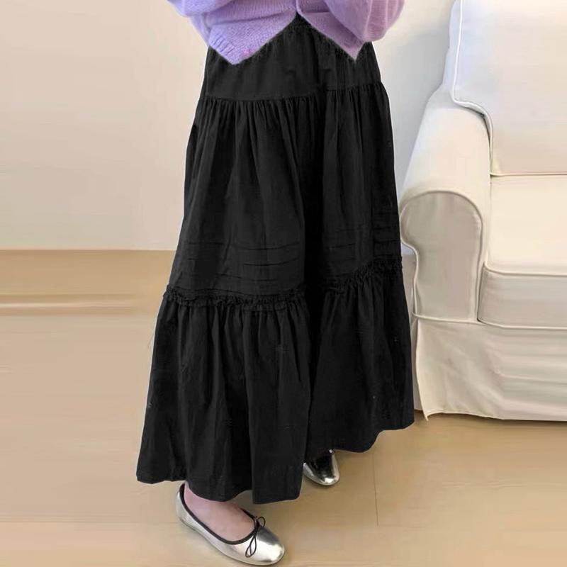 ZANZEA Damen Casual Elastische Taille Sommer Lockere Lange Röcke