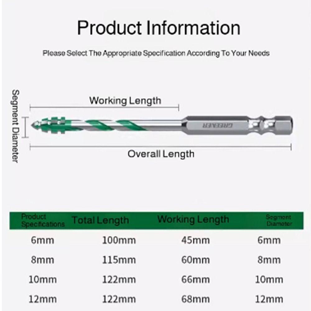 Four-Edged Eccentric Drill Bit Serrated Skewed Head Tile Drill Bit High Hardness Hexagonal Shank Drill Bit Set Drilling Tool