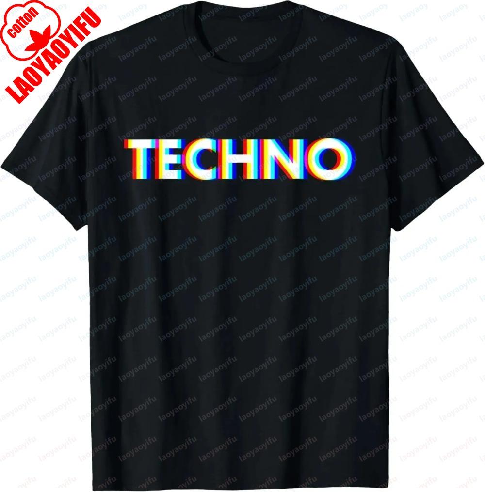 Techno Music Optical Illusion Glitch Trippy EDM Rave TShirt Vintage Women Clothes Y2k Tops Ropa De Mujer Harajuku Style Tee