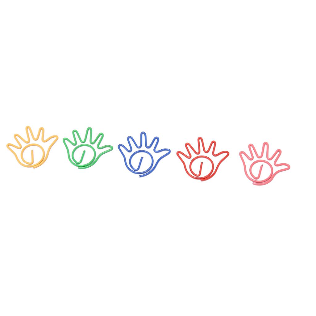 100Pcs Cute Paper Clips Hand Shaped Style Assorted Colors Electroplated Fancy Paperclips for Family
