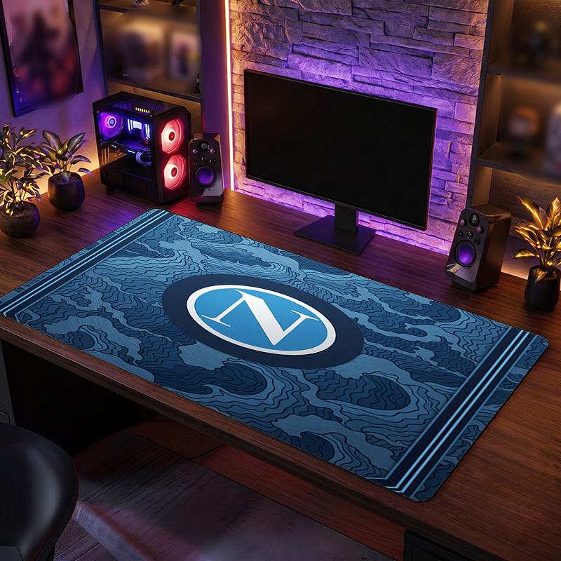 Napoli FC Theme Pattern Mouse Pad, Soccer Logo Design XXL Gaming Desk Mat Non-Slip Computer Mouse Pad