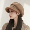 Thick Plush Octagonal Hat Women's British Solid Color Painter Hat Autumn Winter Newsboy Hat