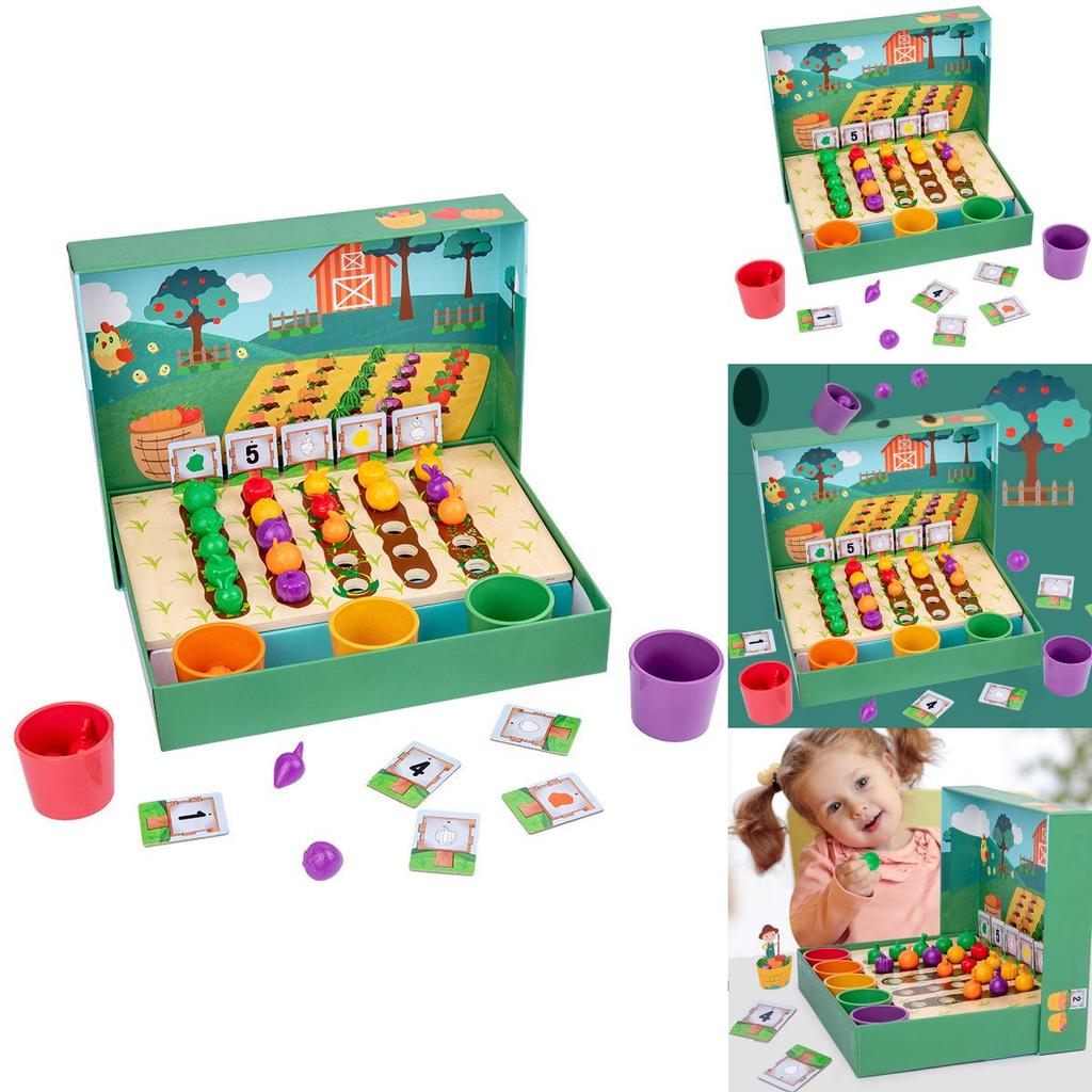 Wooden Fruit Vegetable Farm Color Recognition Educational Toy For Kids Preschool Learning