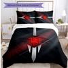 Set Lenzuola Manchester United FC Stampato 3 Pezzi Copripiumino Traspirante con Federe Biancheria da Letto Decorativa per Camera da Letto Casa