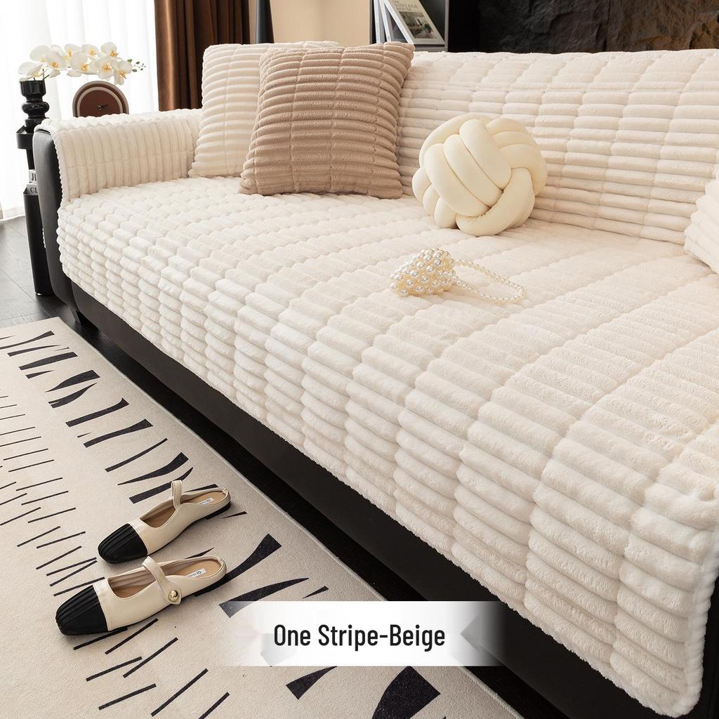 2026 Winter Plush Non-Slip Sofa Cushion & Leather Cover