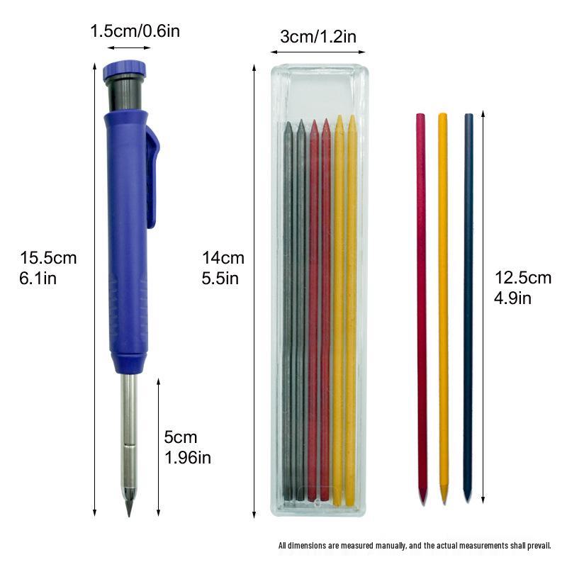 Deep Hole Carpenter Pencil: Fast-Drying Graphite Lead, Mechanical Design