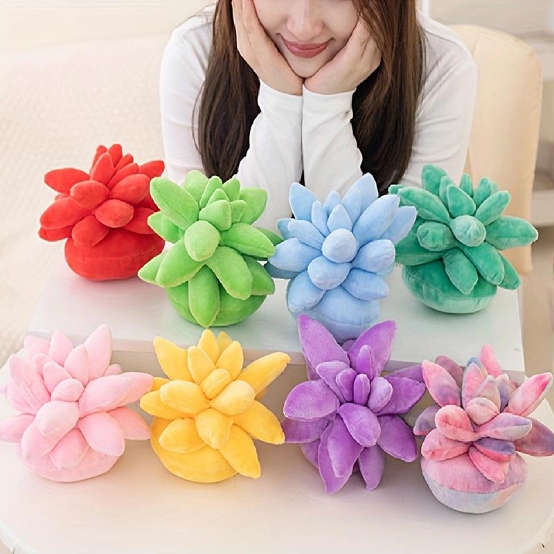 3D Succulent Plush Toys Room Decor Simulation Plants Potted Toys Nature Decorative Throw Cactus Multiple Colors
