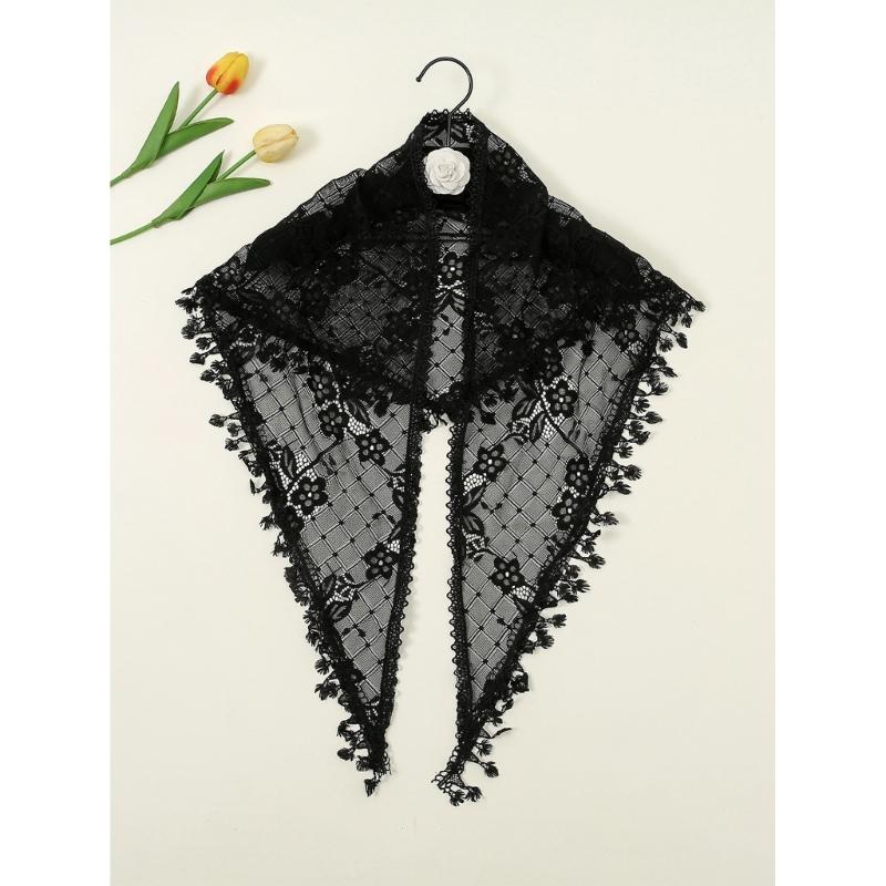 Floral Lace Head Scarf Chapel Veil for Women Girl Hair Bandanas Ethnic Mantilla Veil Women Headpiece Exotic Headscarf