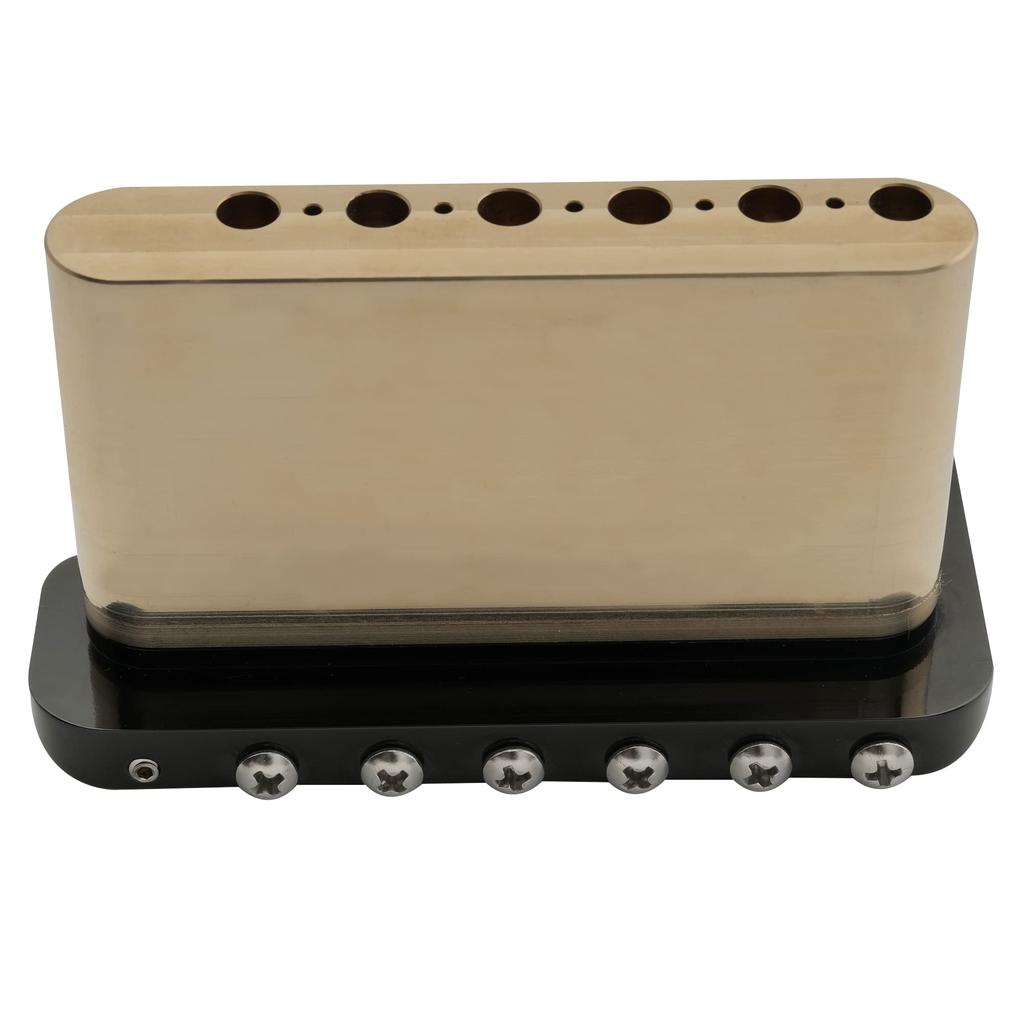 Musiclily Brass Tremolo Unit Bridge 6-Screw Knife Edge for Strat ST Electric Guitar 10.5mm Black