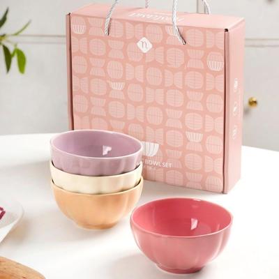 Σετ 4 Κεραμικά Μπολ για Σνακ (310ml) - Μπολ Ασφαλή για Πλυντήριο Πιάτων & Φούρνο Μικροκυμάτων, Πολύχρωμο Σετ Μπολ Πολλαπλών Χρήσεων για Καθημερινή Χρήση