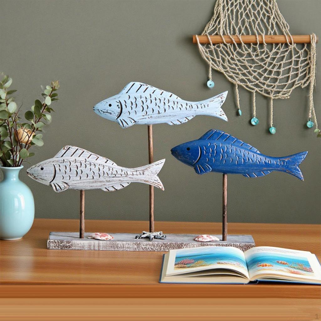 Animal Statue Wooden Figurine Collectible Decoration Artwork Beach Lover Tabletop Ornament Sculpture