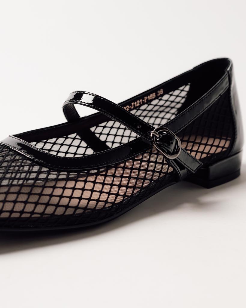 Ballet Flats with Mesh Fabio Monelli 195453 36 Black Leather Textile