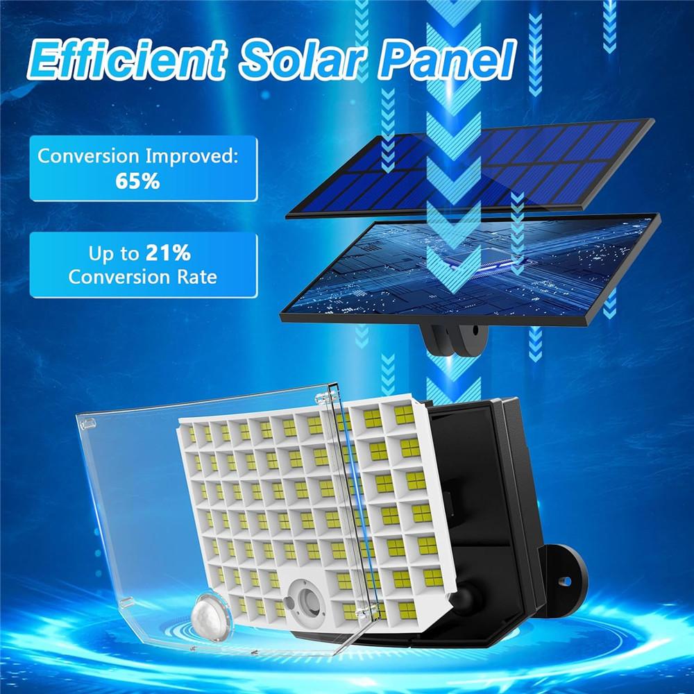 256 LED Solar Light Outdoor Waterproof with Motion Sensor Floodlight Remote Control 3 Modes for Patio Garage Backyard