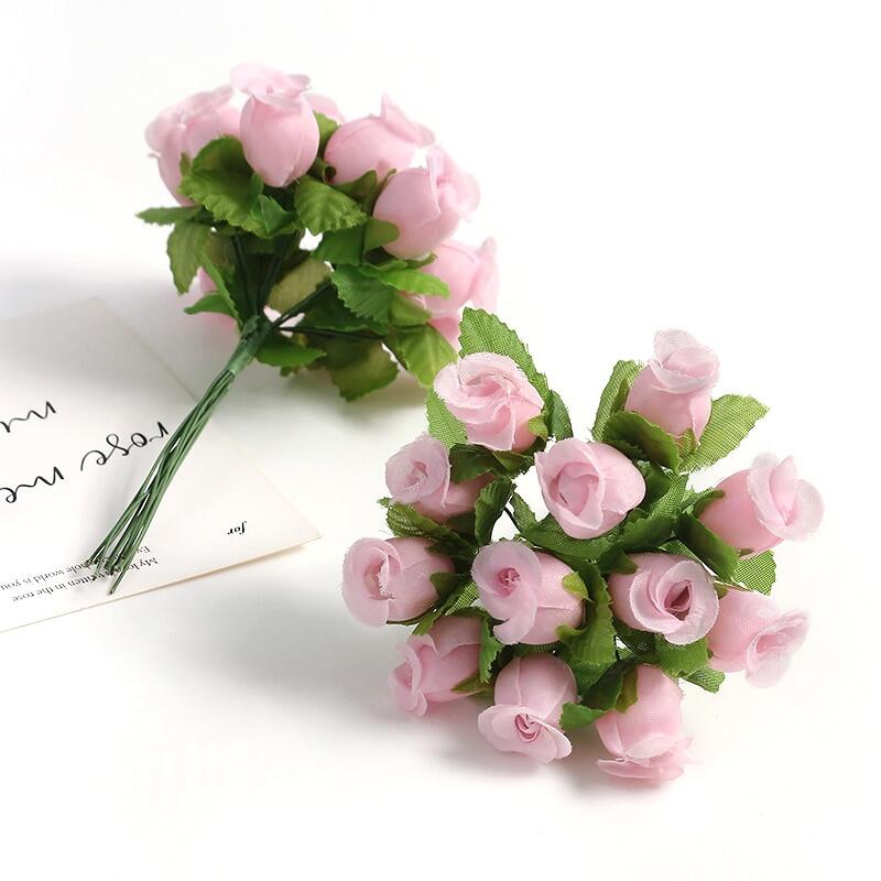 12/36/72/144PCS Rose Artificial Flowers Bouquet Fake Flowers for Home Decor Christmas Party Wedding Decoration Wreath Accessory